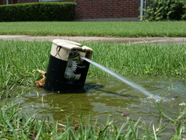 Why Sprinkler Heads Leak on Deer Park Lawns